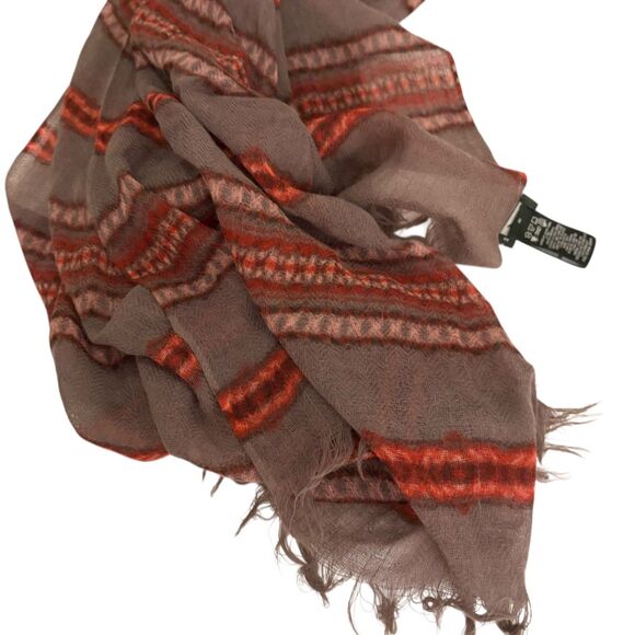 Eddie Bauer Scarf Women's One Size Fringe 100% Wool Large Blanket Striped - Picture 7 of 8